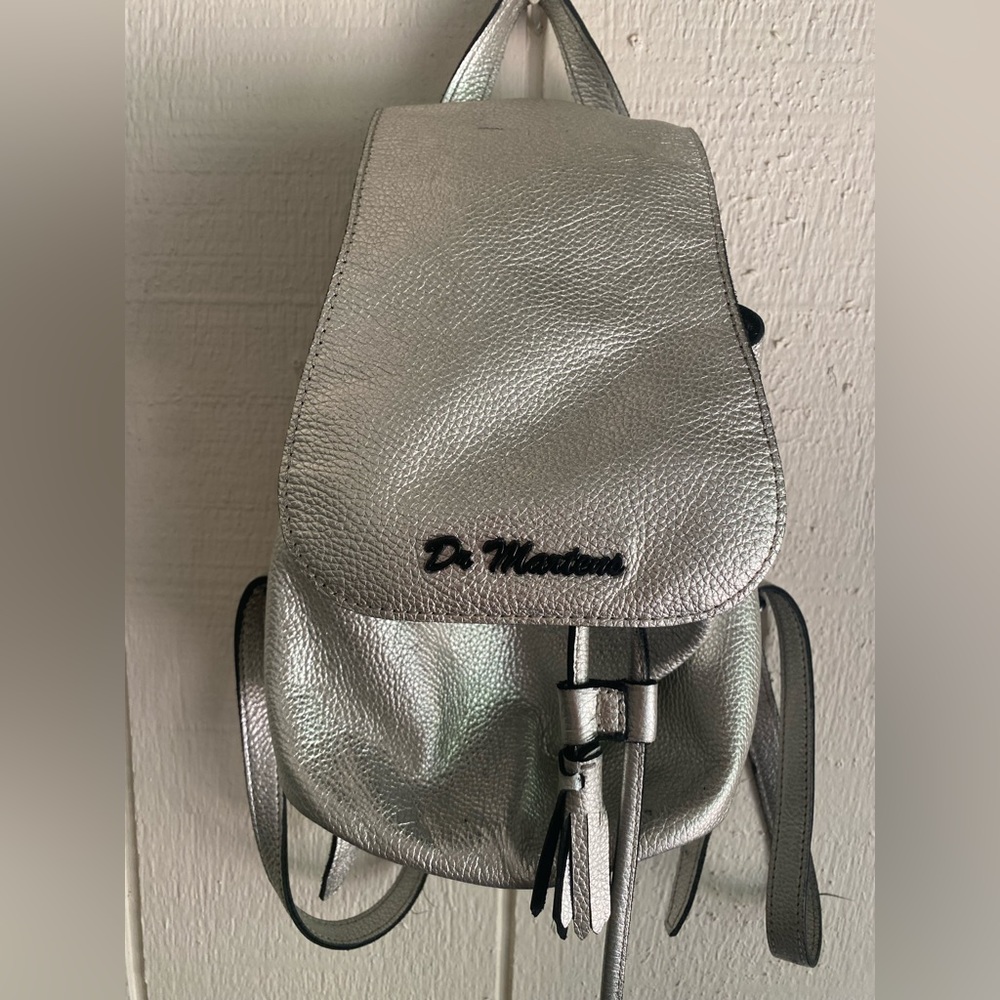 RARE Dr Martens silver mini backpack 100% leather